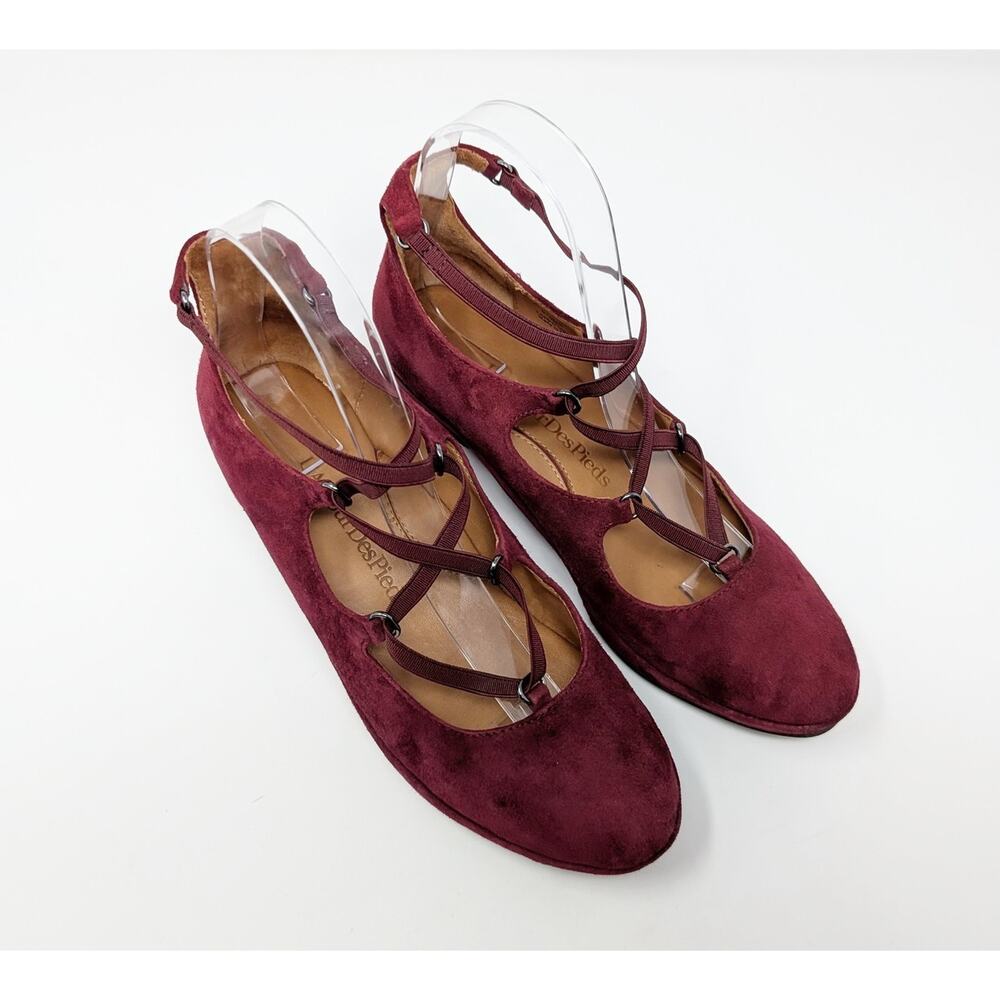 L'Amour Des Pieds Shoes Burgundy Suede Lace Up Benham Heels Women's Size 7 - Picture 2 of 11